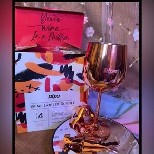 Ripo Stainless Steel Rose Gold Wine Glasses Set